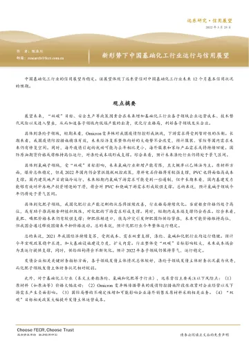 新形势下中国基础化工行业运行与信用展望-20220325-远东资信-37页