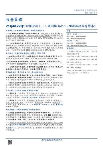 21Q4&22Q1财报分析（一）：盈利降速之下，哪些板块或有惊喜？-20220501-国盛证券-17页