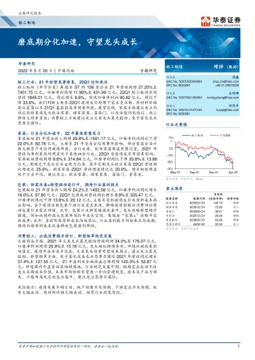 轻工制造行业专题研究:磨底期分化加速,守望龙头成长-20220505-华泰证券-27页