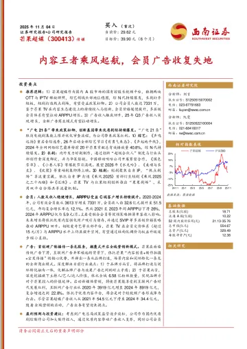 芒果超媒-300413-内容王者乘风起航,会员广告收复失地-西南证券 听光Vic