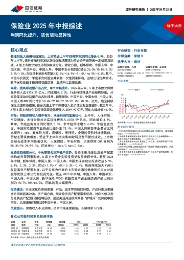 保险业2025年中报综述:利润同比提升,资负驱动显弹性-国信证券 听光Vic_1
