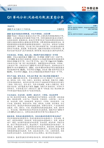Q1筹码分析:风格趋均衡,配置愈分散-20220424-华泰证券-18页