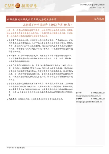 显微镜下的中国经济(2023年第40期):短期数据波动不是当前A股走势的主要矛盾-20231107-招商证券-39页