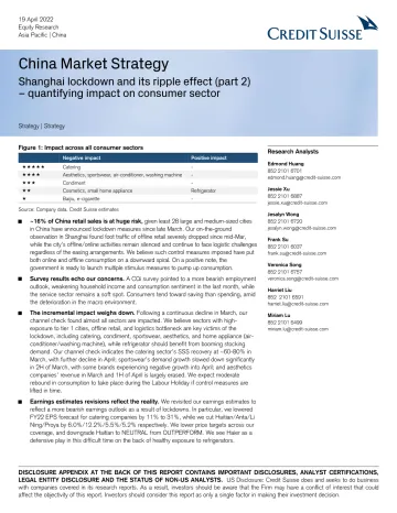 瑞信-中国投资策略-上海封城及其连锁效应:量化对消费行业的影响-2022.4.19-69页