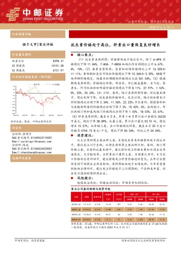 原料药深度报告:抗生素价格处于高位,肝素出口量恢复良好增长-中邮证券 听光Vic_1