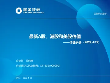 估值手册:最新A股、港股和美股估值-20220423-国金证券-26页