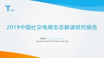2019中国社交电商生态解读研究报告