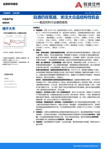 食品饮料行业跟踪报告:白酒仍在筑底,关注大众品结构性机会-爱建证券 听光Vic_1