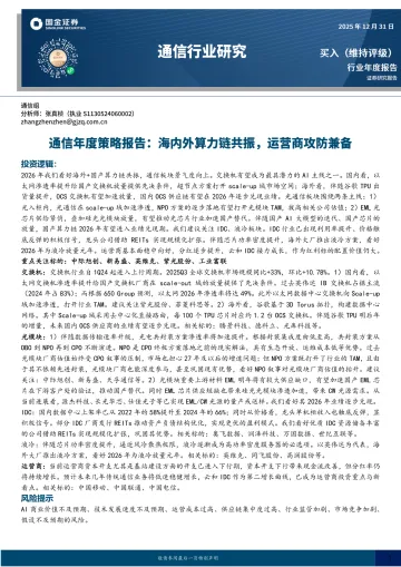 通信年度策略报告：海内外算力链共振，运营商攻防兼备-国金证券 听光Vic