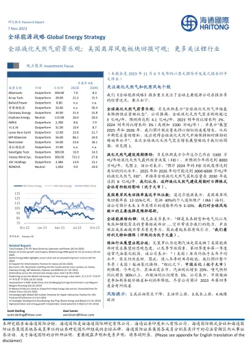 全球能源行业战略:全球液化天然气前景乐观;美国离岸风电板块回报可观;更多关注锂行业-20231107-海通国际-43页