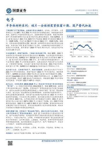 电子行业半导体材料系列：硅片_全球供需紧张窗口期，国产替代加速-20220402-国盛证券-33页