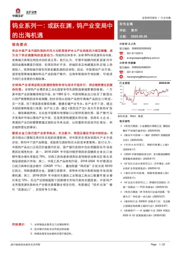 钨业系列一:或跃在渊,钨产业变局中的出海机遇-五矿证券 听光Vic