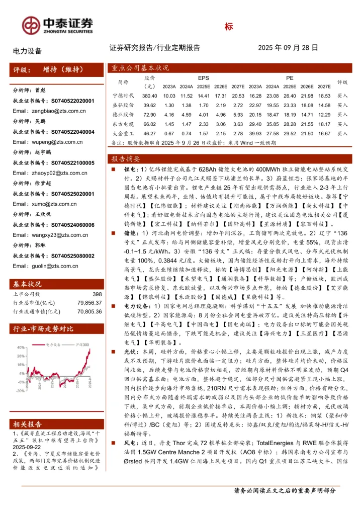 2025年10月12日更新-【中泰证券】电力设备行业：目标2035年风光总装机达2020年6倍以上，儋州600MW海风招标
