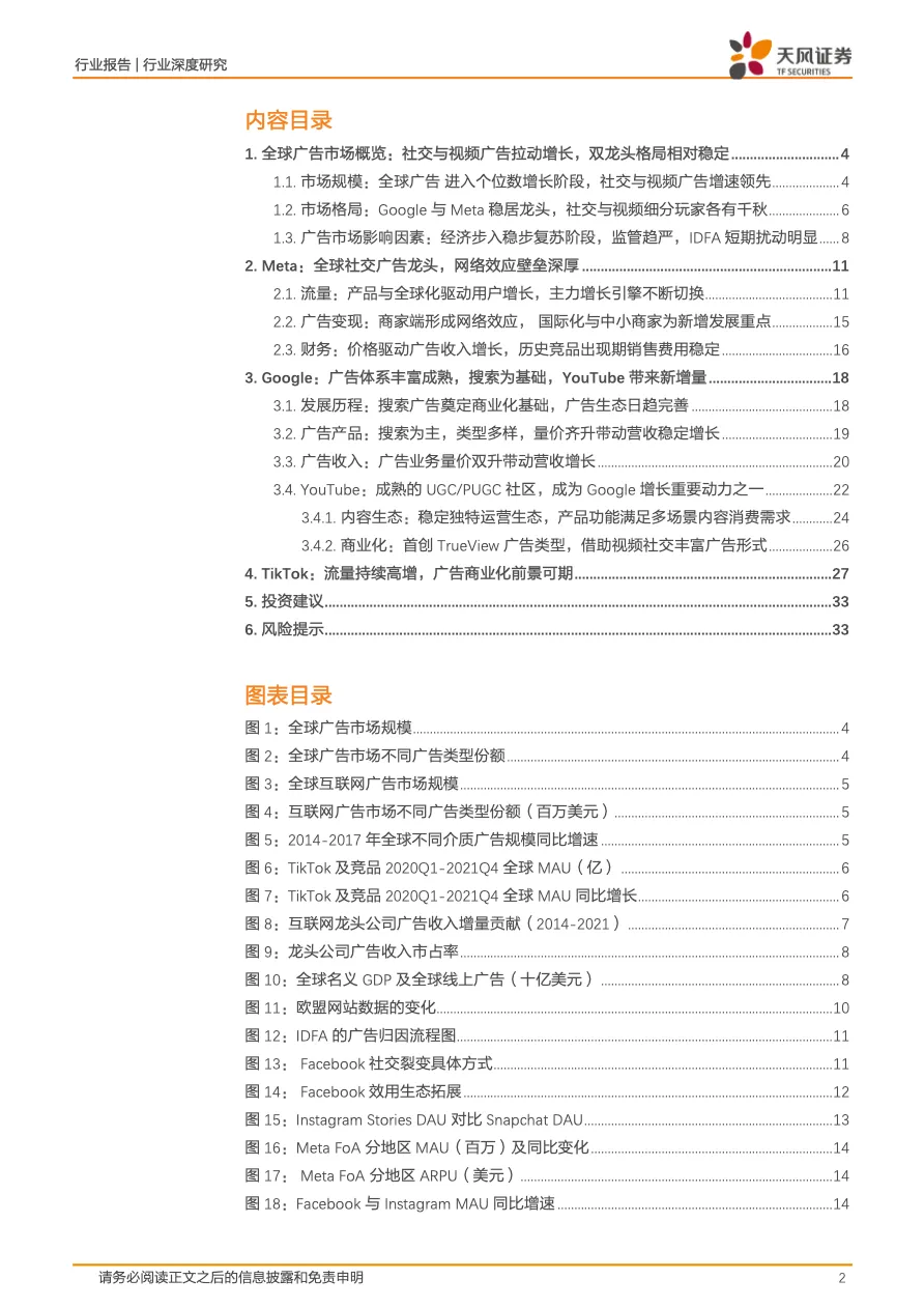 全球广告市场梳理-双龙头格局相对稳定-TikTok筑造新流量高地-天风证券_大数跨境