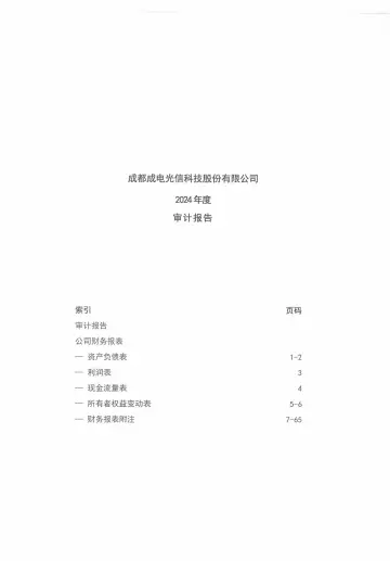 成电光信_[临时公告]成电光信成都成电光信科技股份有限公司2024年度审计报告