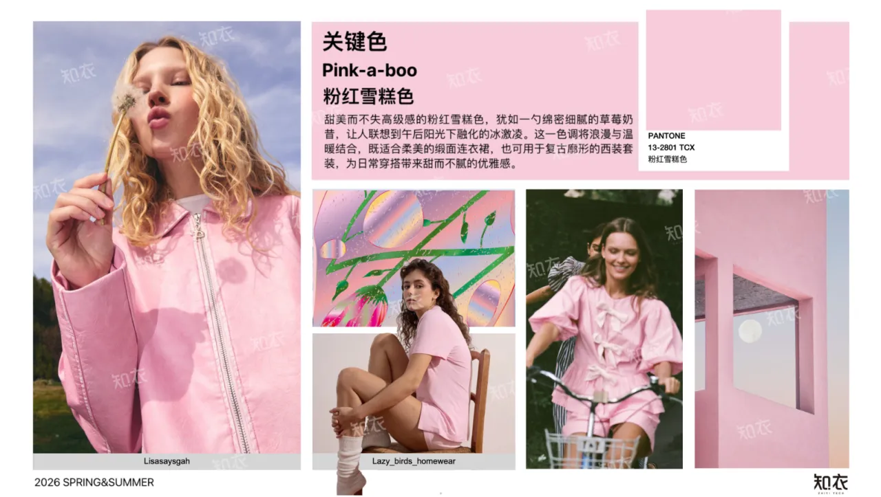 知衣科技2026春夏女装色彩运用冰激凌粉蜡色系报告11页_大数跨境