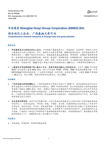 综合性化工企业，广西基地大有可为
