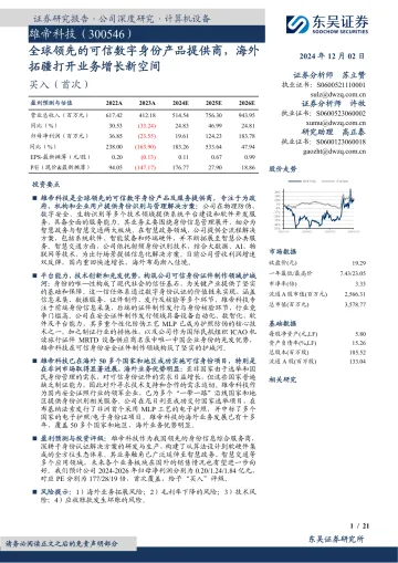 全球领先的可信数字身份产品提供商,海外拓疆打开业务增长新空间