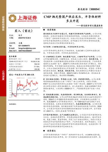 鼎龙股份首次覆盖报告:CMP抛光垫国产供应龙头,半导体材料多点开花