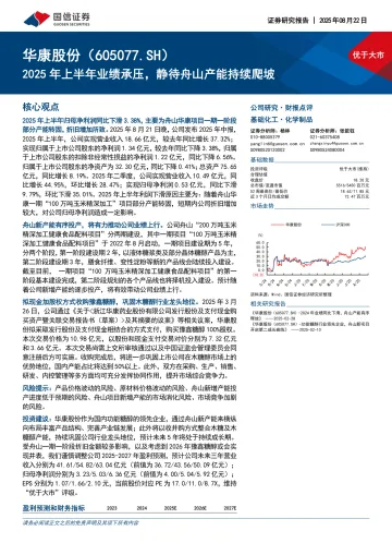 2025年上半年业绩承压，静待舟山产能持续爬坡
