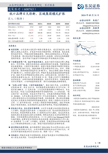 杭口品牌日久弥新，区域集团模式扩张