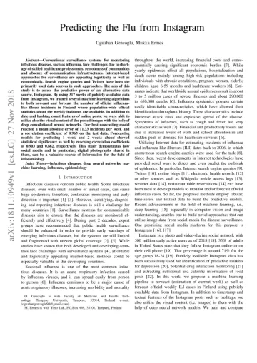 Predicting the Flu from Instagram 从Instagram上预测流感