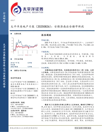 房地产日报：安徽淮南出台楼市新政