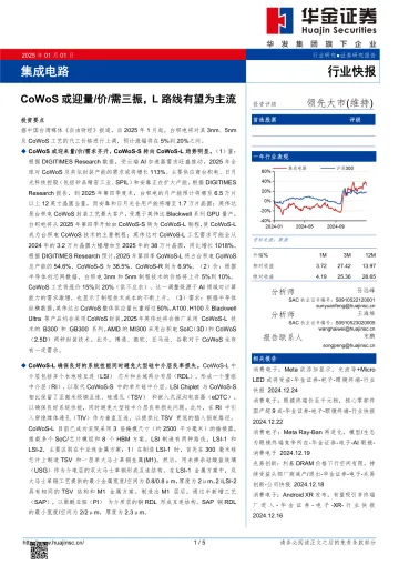 集成电路：CoWoS或迎量_价_需三振，L路线有望为主流