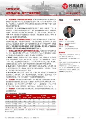 利基型存储深度报告:供需拐点已至,国产厂商百花齐放