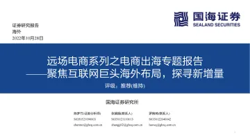 国海证券：远场电商系列之电商出海专题报告—聚焦互联网巨头海外布局，探寻新增量