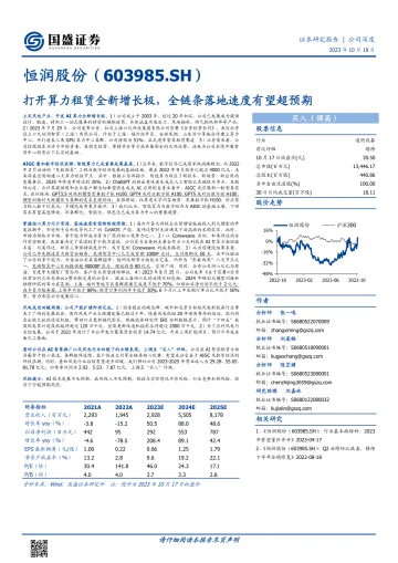 恒润股份(603985):打开算力租赁全新增长极,全链条落地速度有望超预期_174707