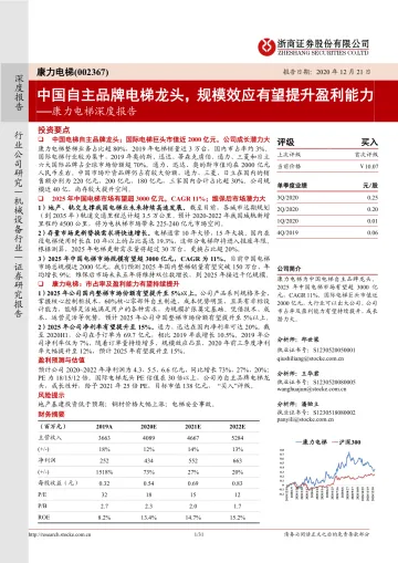 康力电梯深度报告:中国自主品牌电梯龙头,规模效应有望提升盈利能力_174705
