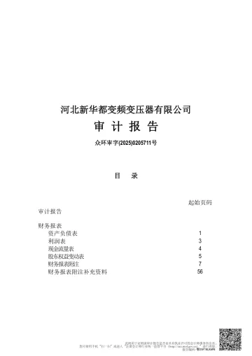 新特电气：河北新华都变频变压器有限公司2024年度审计