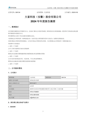 大富科技：2024年年度