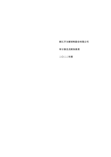 开尔新材：2022年年度审计