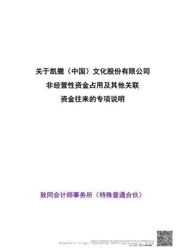凯撒文化：年度关联方资金占用专项审计