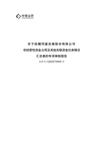 ST凯撒：年度关联方资金占用专项审计