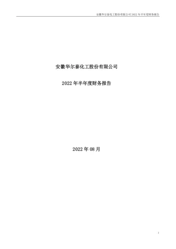 华尔泰：2022年半年度财务