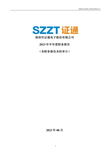 证通电子：2023年半年度财务