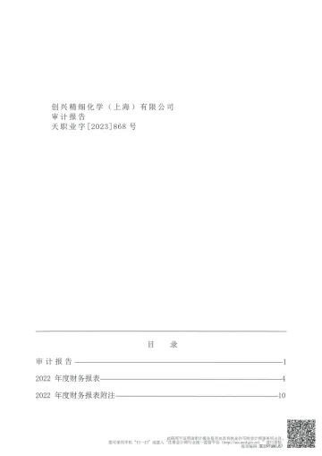 广信材料：创兴精细化学（上海）有限公司 审计