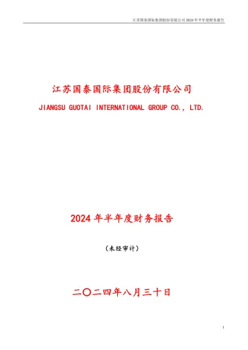 江苏国泰：2024年半年度财务