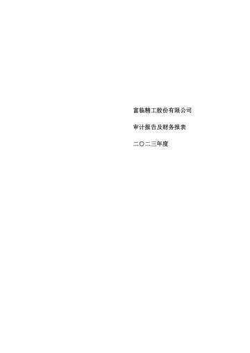 富临精工：2023年年度审计