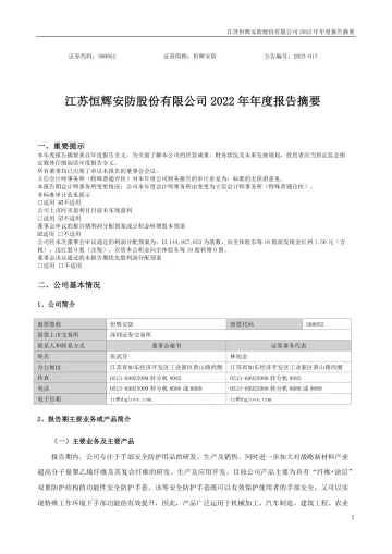 恒辉安防：2022年年度