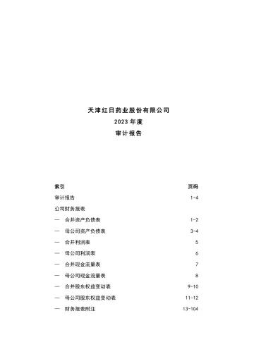 红日药业：2023年度审计