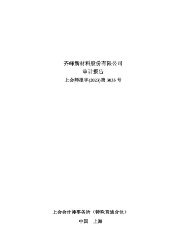 齐峰新材：2022年年度审计
