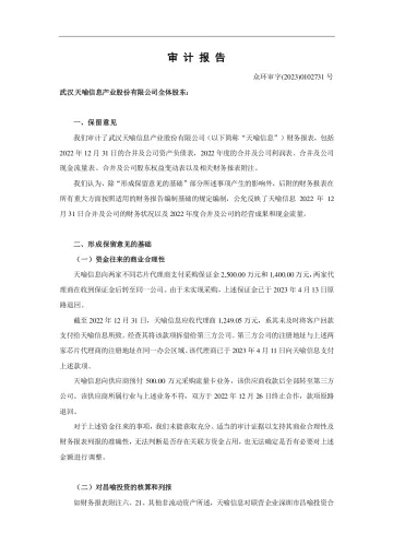 天喻信息：2022年年度审计
