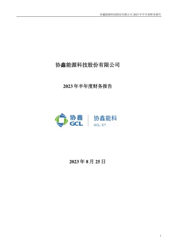 协鑫能科：2023年半年度财务
