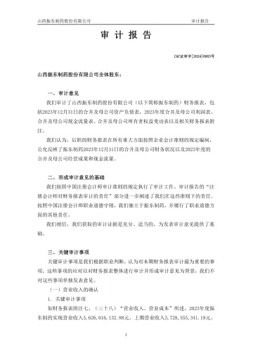 振东制药：2023年年度审计