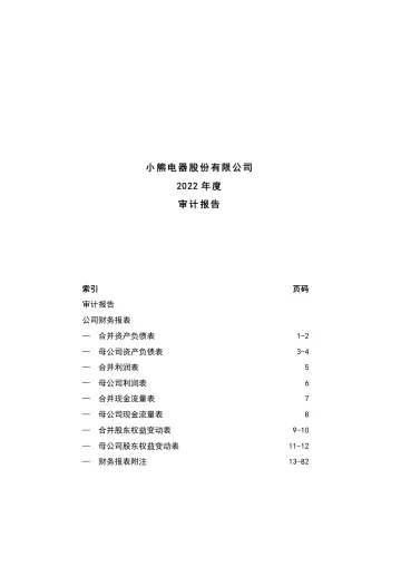 小熊电器：2022年年度审计