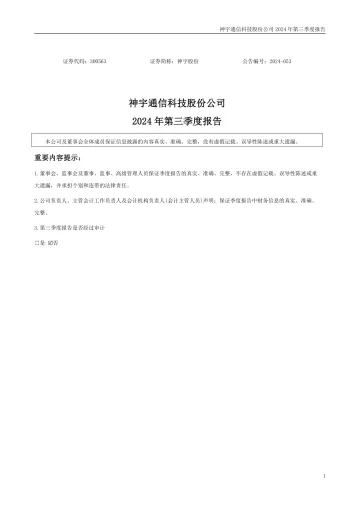 神宇股份：2024年三季度